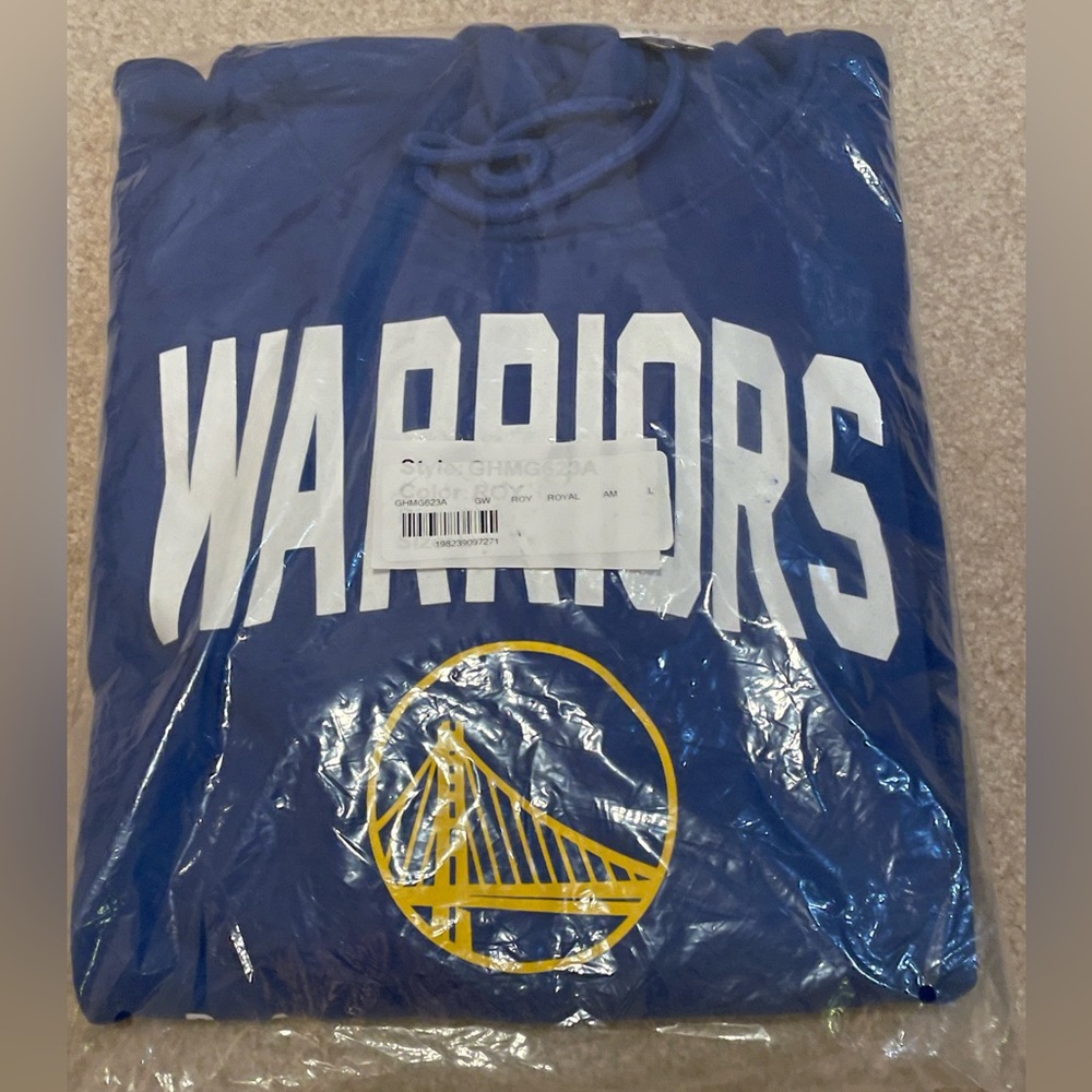 NBA Golden State Warriors Royal Blue Hoodie with White and Yellow Logo